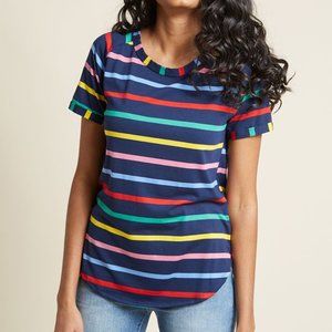 ModCloth Navy & Rainbow Striped Tee